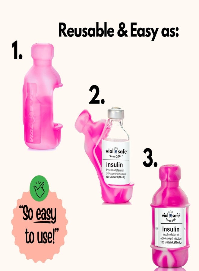 VIAL SAFE™ | Insulin Vial Protector Case | Secure Insulin Bottle Protector & Cover for 10mL Vials | Fits Humalog, Humulin, NovoLog, NovoRapid, Novolin | 2-Pack | Tie Dye Pink - Image 5