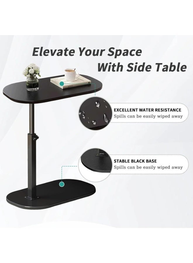 Bukela Adjustable C-Table - 16"x12" Oval Side Table w/Storage Shelf, Height 23.5"-31.5" - Space Saving End Table for Sofa/Bed (Black) - Image 5