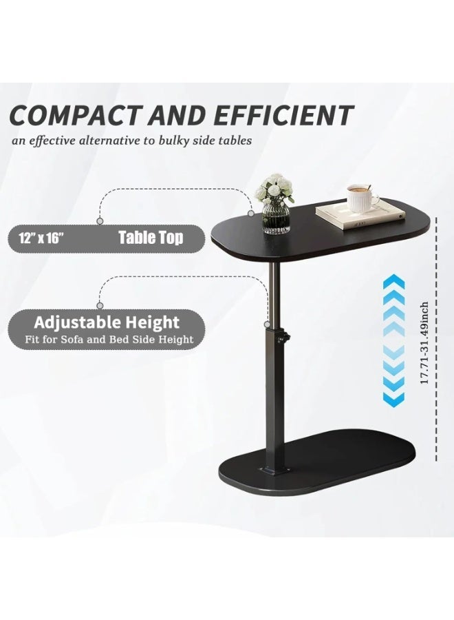 Bukela Adjustable C-Table - 16"x12" Oval Side Table w/Storage Shelf, Height 23.5"-31.5" - Space Saving End Table for Sofa/Bed (Black) - Image 4