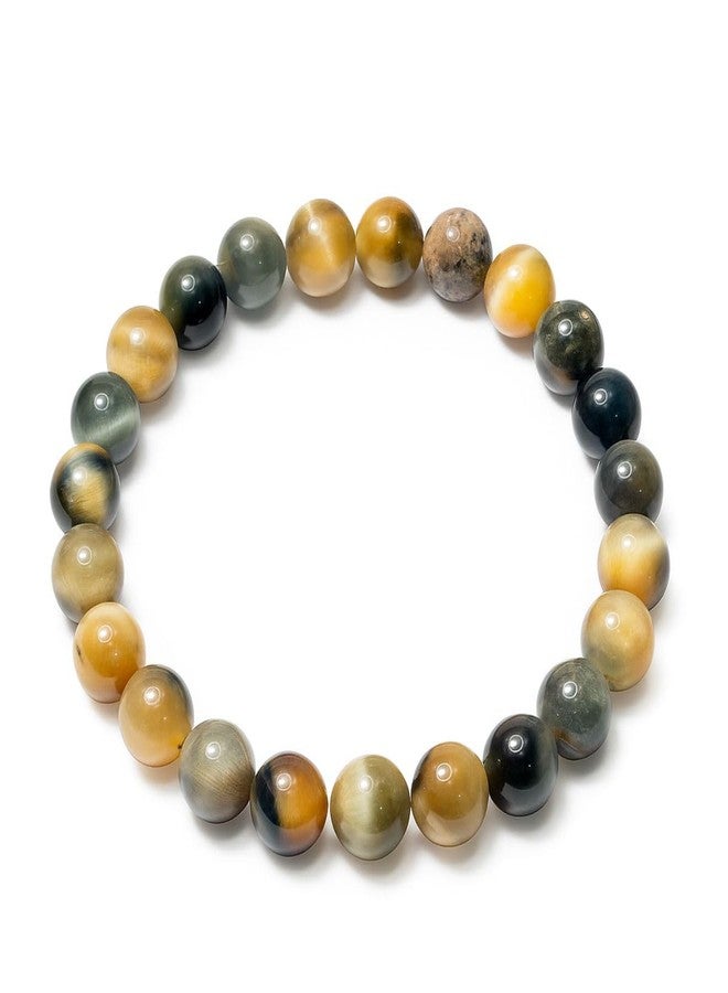 Tiny Shiny Cat’s Eye Crystal Bracelet - Natural Lehsunia Stone Beads for Protection & Good Luck, Stretchable Handmade Bracelet for Men & Women - Image 1