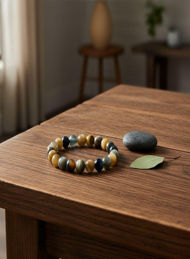 Tiny Shiny Cat’s Eye Crystal Bracelet - Natural Lehsunia Stone Beads for Protection & Good Luck, Stretchable Handmade Bracelet for Men & Women - Image 3