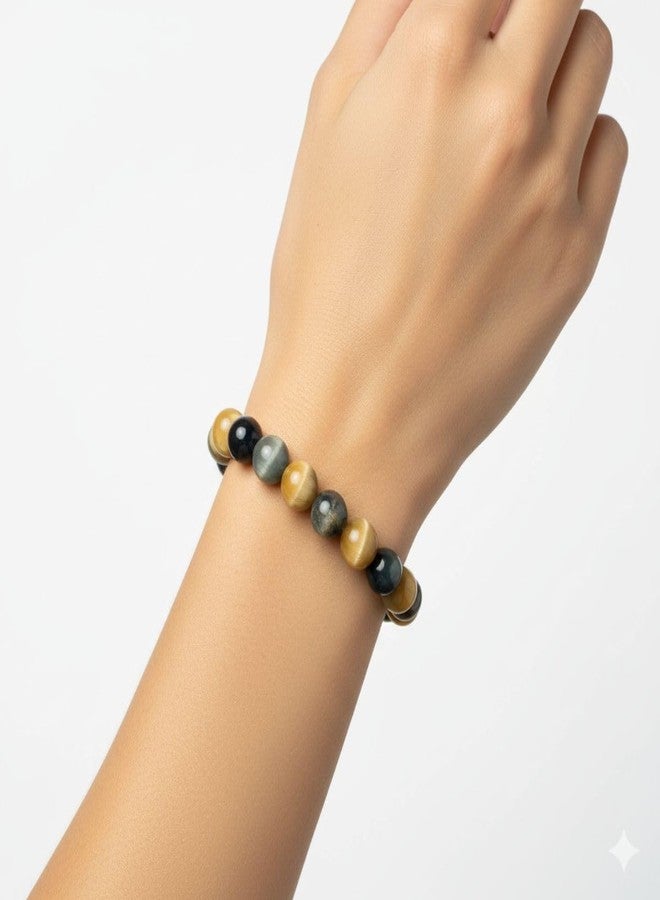 Tiny Shiny Cat’s Eye Crystal Bracelet - Natural Lehsunia Stone Beads for Protection & Good Luck, Stretchable Handmade Bracelet for Men & Women - Image 2