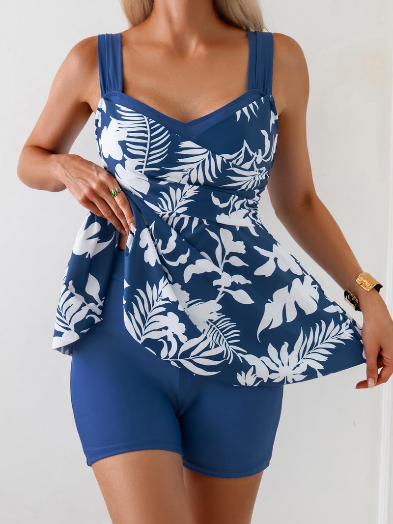 B2prity Tankini Swimsuits for Women Tummy Control Two Piece Modest Bathing Suits Floral Skirt Top with Boyshorts - Image 2
