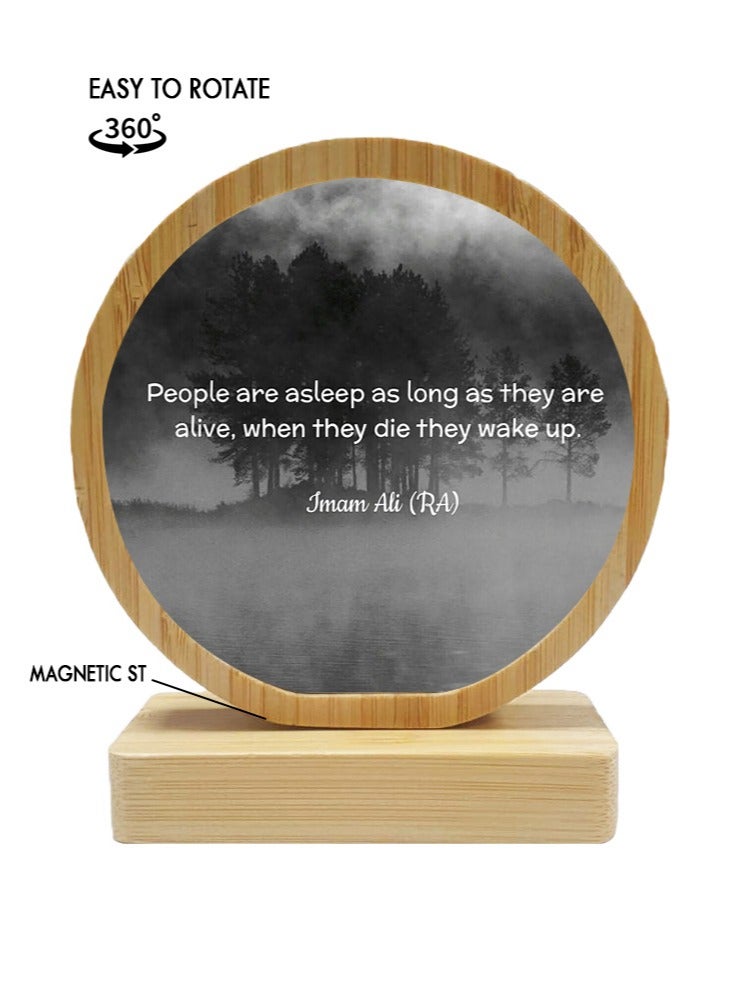 Service Zone Protective Printed White Round Shape Wooden Photo Frame for Table Top With Portable Stand Imam Ali(R.A) - Image 1