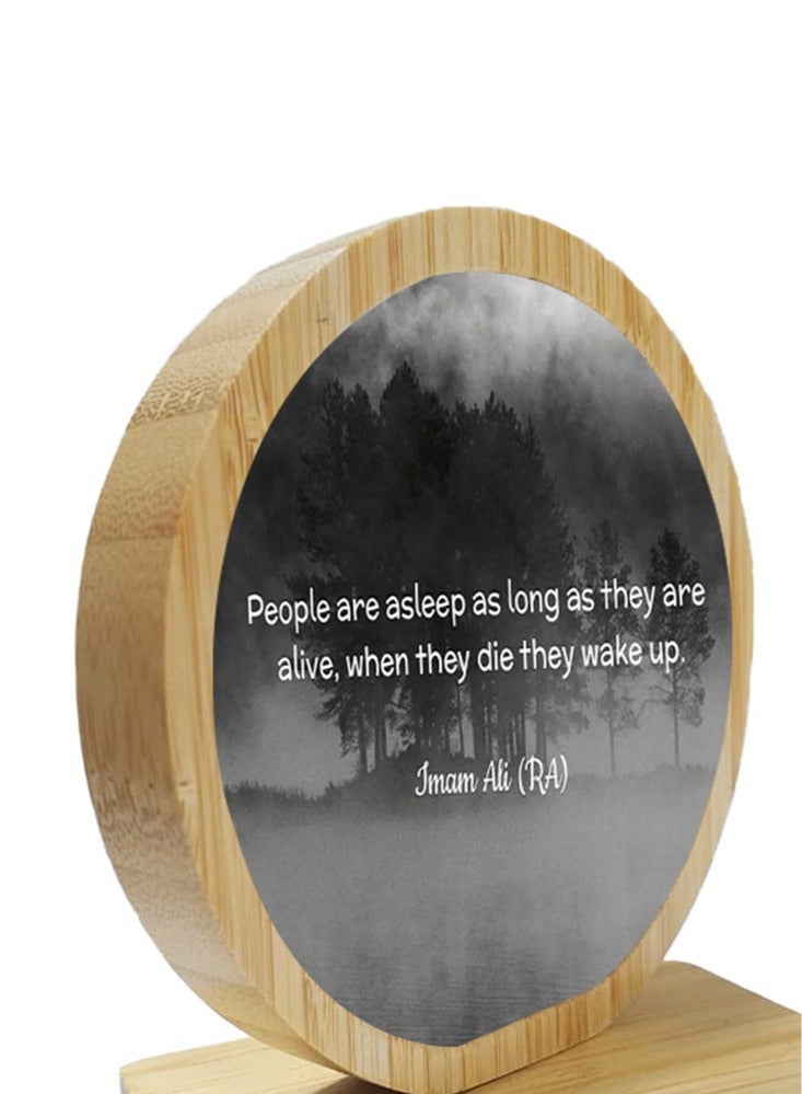Service Zone Protective Printed White Round Shape Wooden Photo Frame for Table Top With Portable Stand Imam Ali(R.A) - Image 3