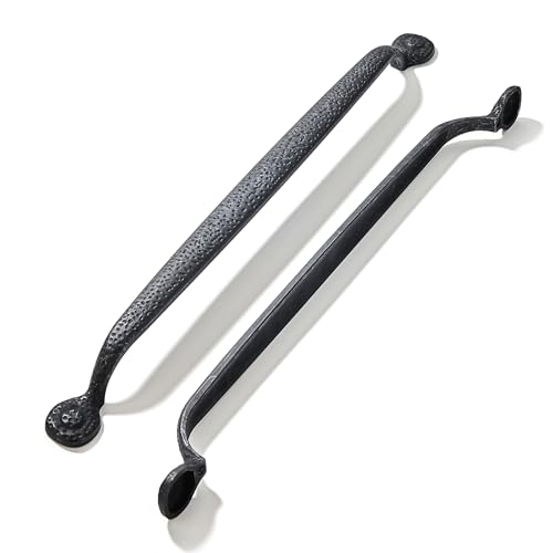 CABDM 5 Pack 12 Inch (305mm) Hole Center Rustic Black Iron Cabinet Pulls,Antique Black Hammered Kitchen Cabinet Hardware Vintage Pulls for Drawers - Image 1