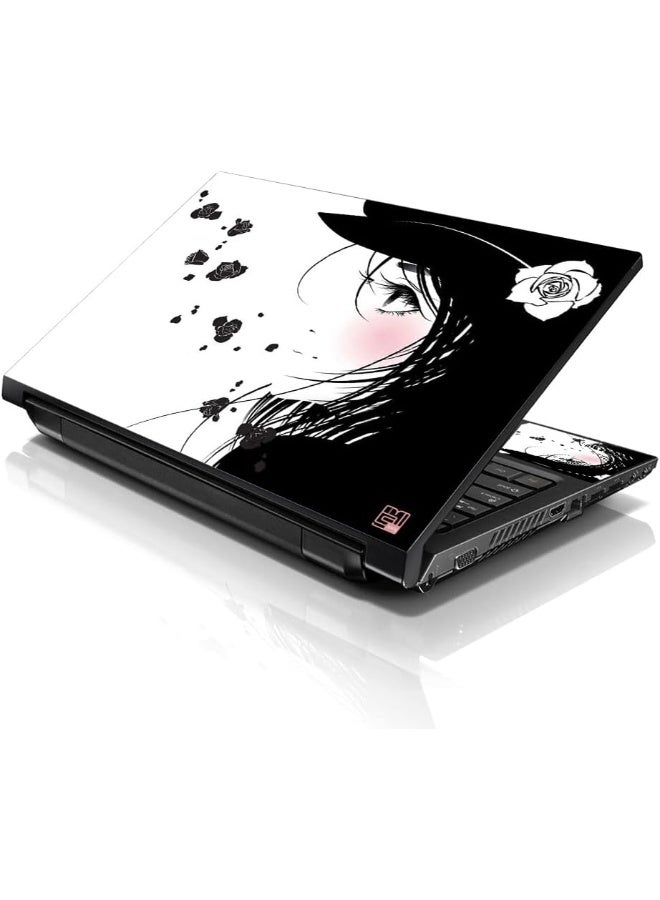 LSS 17 17.3 Inches Laptop Notebook Skin Sticker with 2 Wrist Pads - Reusable Cover Protector Vinyl Sticker Cover Decal Fits 17" - 19" HP Asus Acer Samsung - Girl Pattern - Image 1