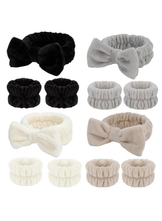 SuPoo 12Pcs Spa Headband And Wristband Set Grey Spa Wristbands For Washing Face Makeup Headband Cute Wrist Towels For Washing Face Absorbent Shower - Image 1