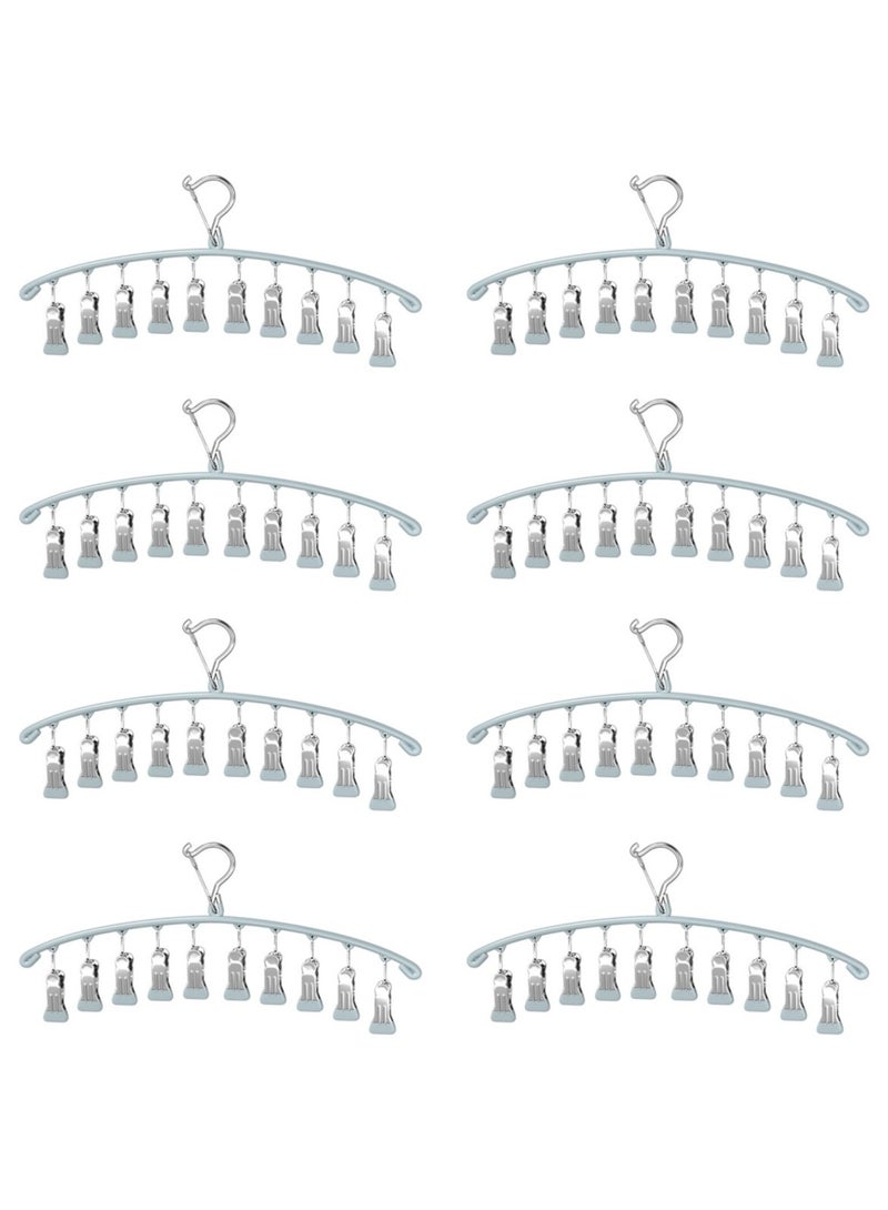 AUTOYSUR Multi Clip Drying Rack,Laundry Drying Racks with 10 Clips,Sock Dryer with Clips,Stainless Steel Drying Rack,Hanging Drying Rack for Drying Socks,Bras,Towel,Underwear,Baby Clothes,Grey (8pc) - Image 1