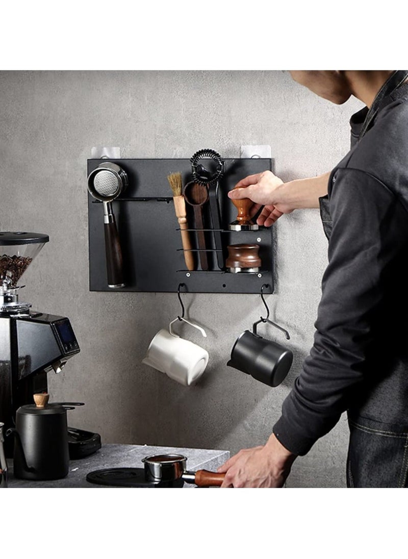 Drill-Free Coffee Portafilter Wall Rack, Space Saving Floating Wall Shelves Coffee Station Organizer, Espresso Tools, Wall Rack for Bar Cafe Kitchen Wall Decoration  - Image 2