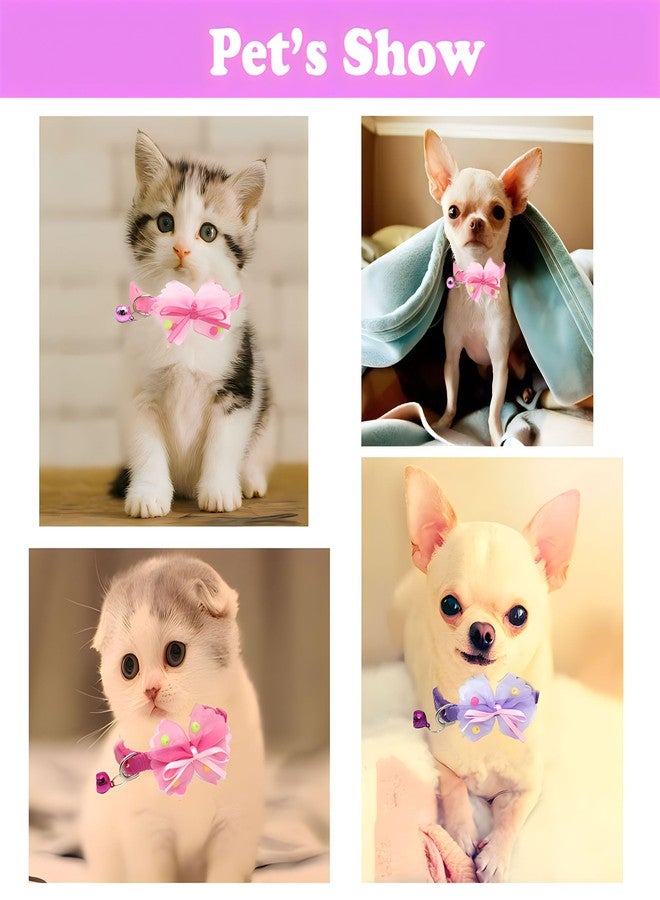 WeimoMonkey 2 Pack Puppy Collar with Bell, Puppy Collar Girl Bell Collar for Cats Adjustable for XXS Xs Small Pet Dogs Animal Litter Tiny Kitten Female, Pink + Purple - Image 3