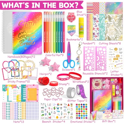 ADUSRIZ 2Pack DIY Journal Kit for Girls Journal Set with Stickers Birthday Gifts for Teen Girls Decorate Your PlannerOrganizer Journaling Arts Craft Kit Ideal Gifts for 812 13 14 Year Old Girl - Image 5