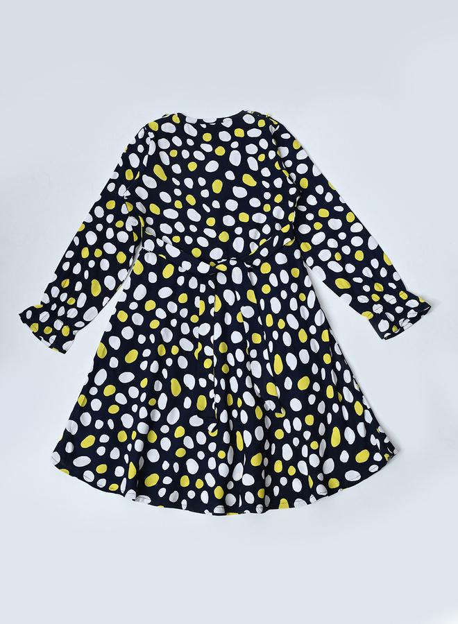 بيلا مودا فستان قطني بطبعات شاملة وحافة مكشكشة وبطانة من بيلا مودا - Image 2