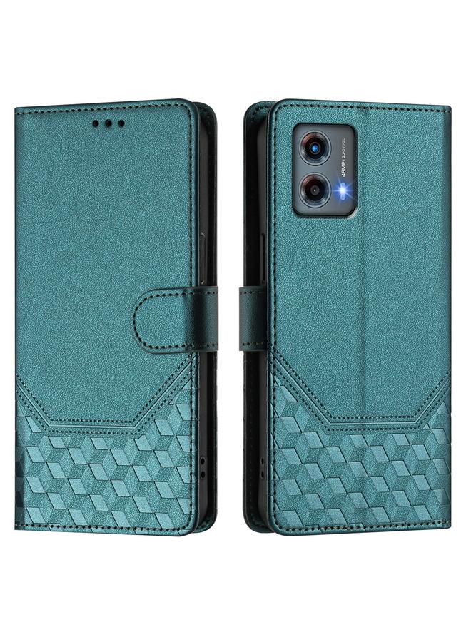 اس-توب جراب لهاتف موتورولا موتو جي 5 جي 2023 مصنوع من الجلد بنقش قرص العسل بتقنية RFID - Image 2