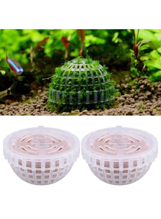 قطعتان من كرات الطحالب البلاستيكية على شكل نصف كرة لديكور حوض السمك، الديكور المثالي لحوض الأسماك من Petzlifeworld - Image 1