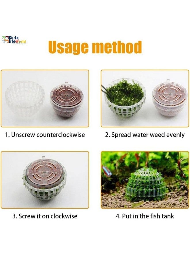 قطعتان من كرات الطحالب البلاستيكية على شكل نصف كرة لديكور حوض السمك، الديكور المثالي لحوض الأسماك من Petzlifeworld - Image 2