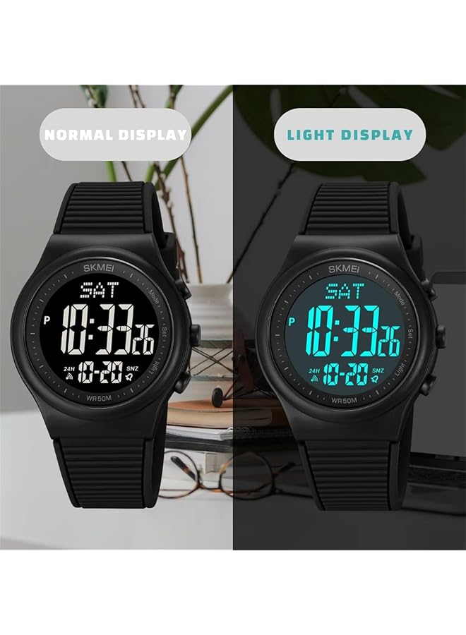 Excefore Waterproof Digital Sports Watch With Stopwatch Unisex Outdoor Multifunction Wristwatch With Luminous Display And Rubber Strap For Men And Women - Image 2