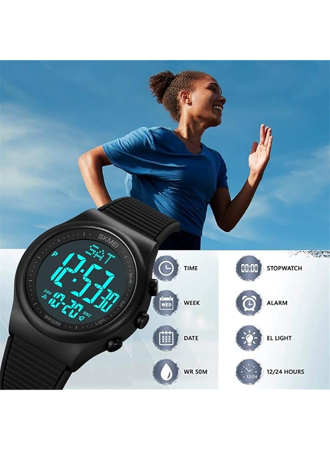 Excefore Waterproof Digital Sports Watch With Stopwatch Unisex Outdoor Multifunction Wristwatch With Luminous Display And Rubber Strap For Men And Women - Image 3