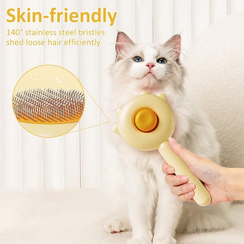 EXOFLY 2 In 1 Dog & Cat Brush Self Cleaning Slicker Brush Pet Hair Grooming Comb Pet Massaging Tool and Shedding Brush Washable 140° Comb Teeth for Quick Hair Removal (Model 5) - Image 3
