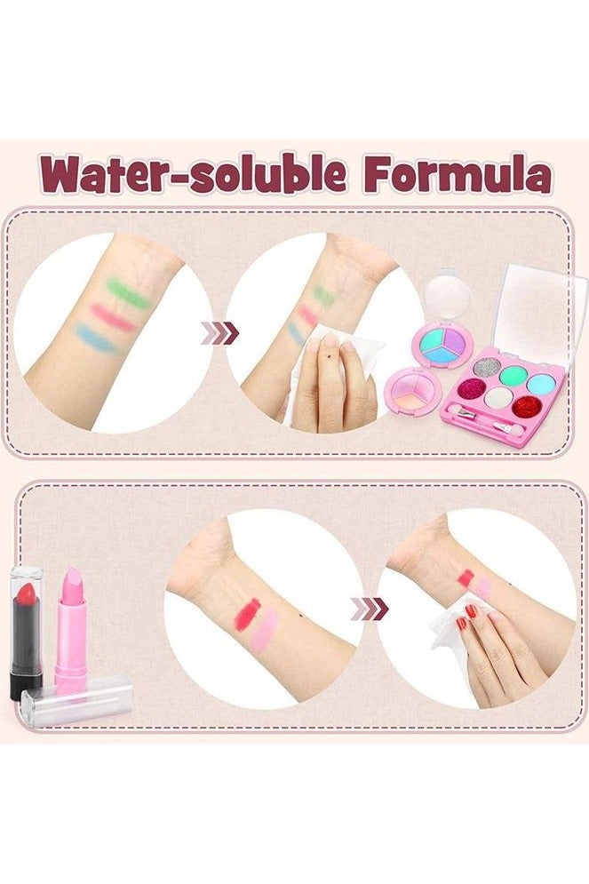 Kids Mermaid Makeup Set with Glitter Cosmetic Bag, 12 Colours Eyeshadow, Nail Polish, Brushes and AccessoriesWashable Beauty Fashion Toy Set Cosmetic Bags & Lip Stick Made of Durable Plastic  - Image 4