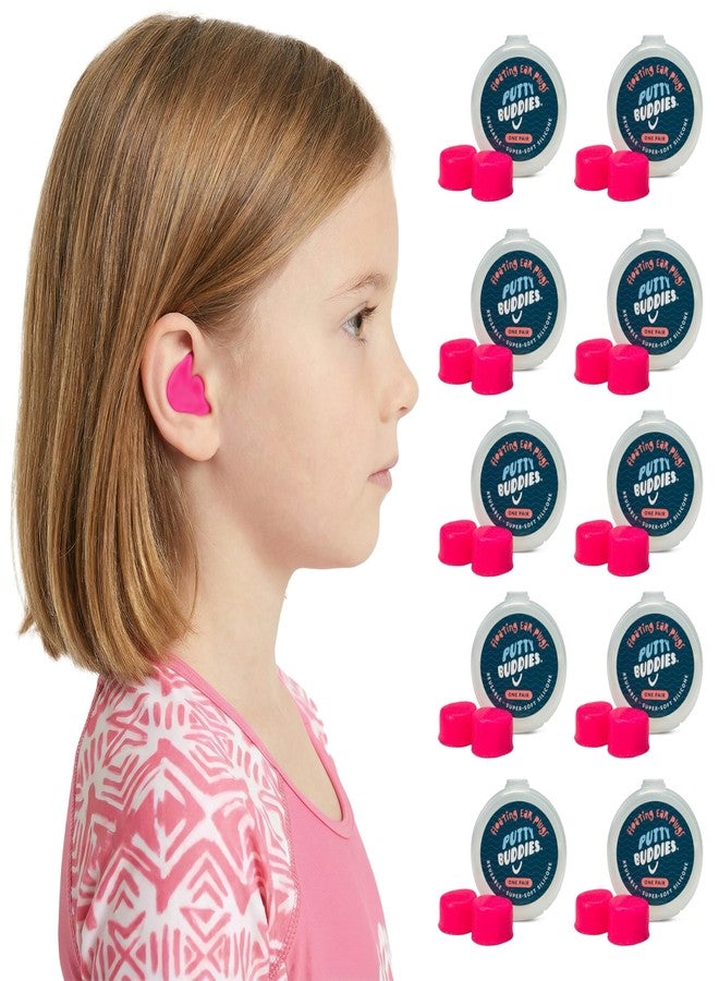 Putty Buddies Earvolution Floating Putty Buddies Swim Earplugs - Doctor-Invented, Made in USA, Moldable Premium Silicone Plugs Help Prevent Swimmer's Ear, 10 Pair Pack - Hot Pink - Image 1