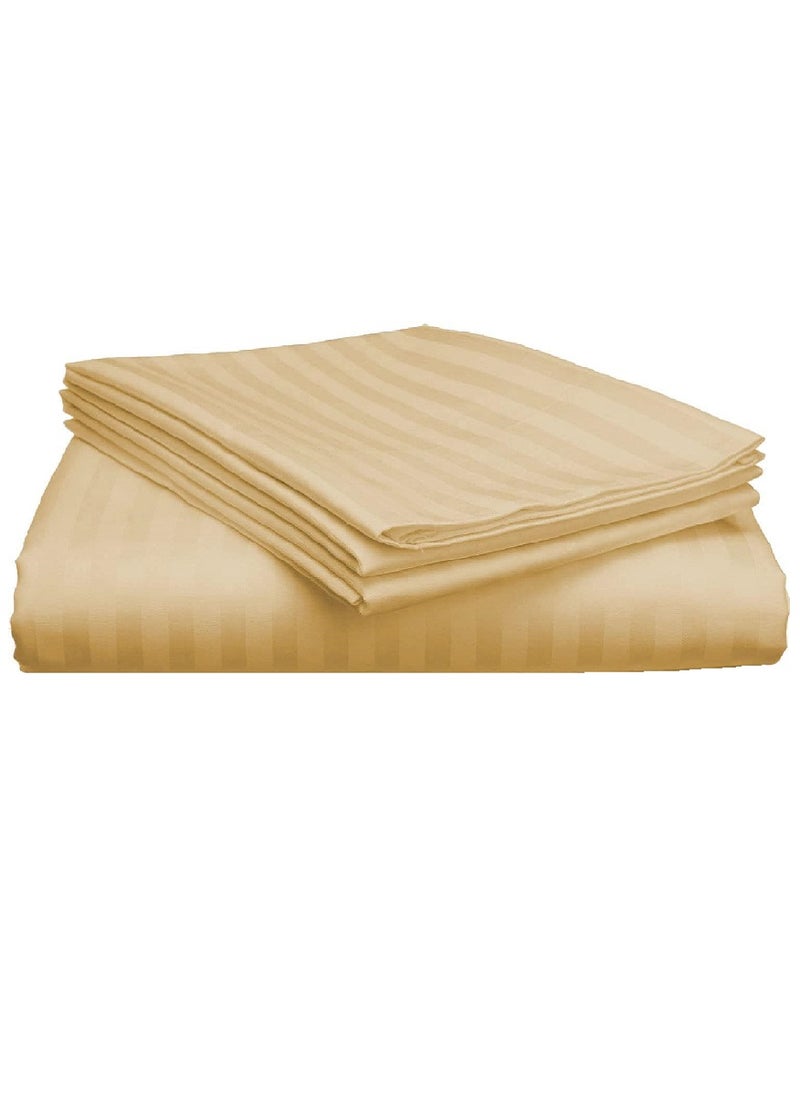 Blueberry Premium Quality Striped Bed Sheet Sets 100% Cotton 3 Piece Set Deep Pocket 150x200+20cm - Image 1