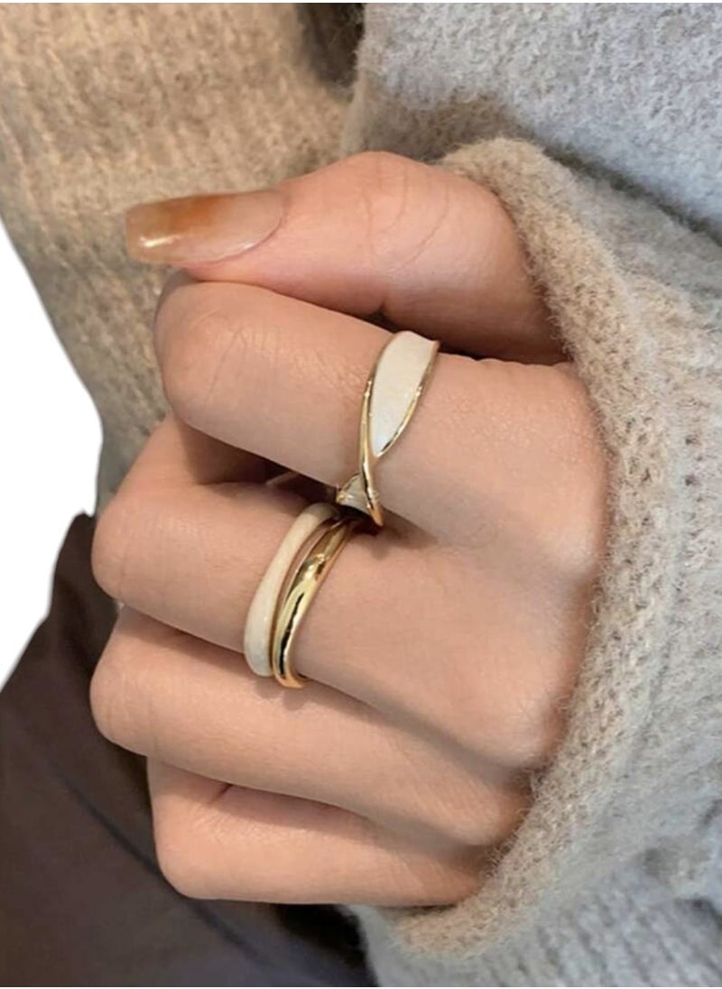 YUCCA - Set of 2 Luxury Gold Plated Copper Double Layer Color Plated Ring, Gifts for Couples Best Friends, Suitable for Daily Use - Image 1