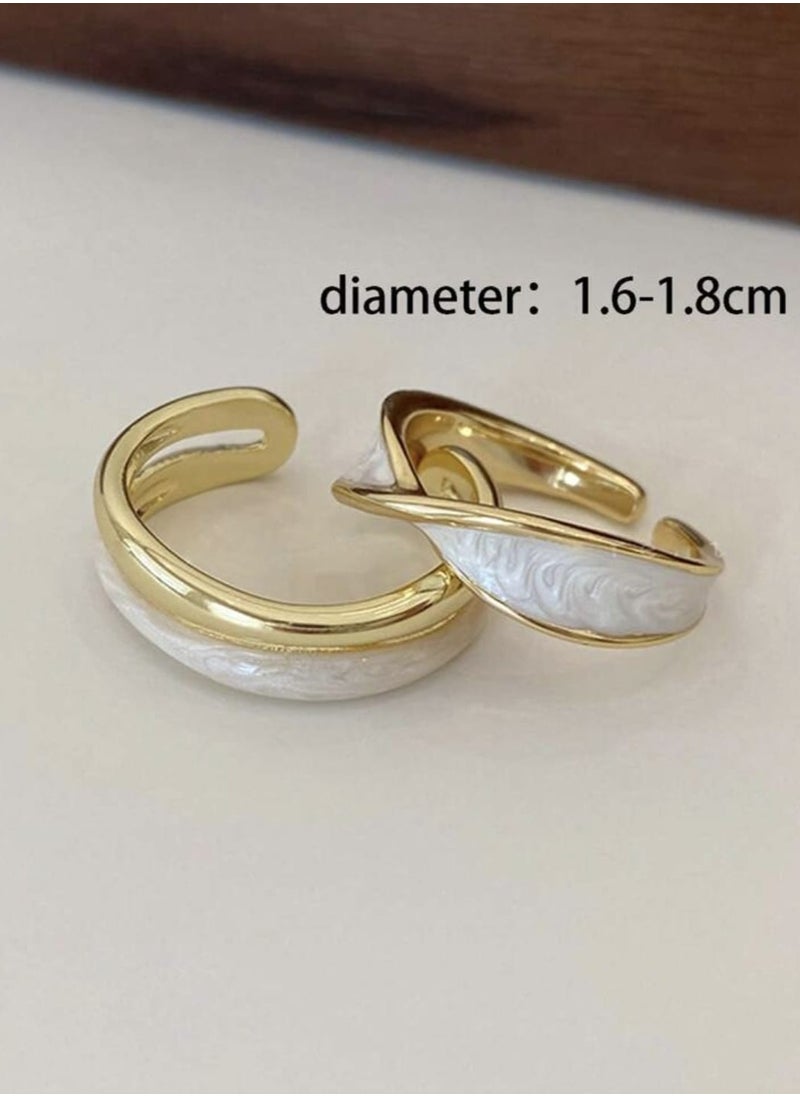 YUCCA - Set of 2 Luxury Gold Plated Copper Double Layer Color Plated Ring, Gifts for Couples Best Friends, Suitable for Daily Use - Image 1