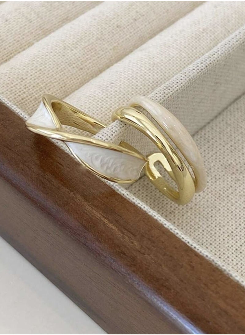 YUCCA - Set of 2 Luxury Gold Plated Copper Double Layer Color Plated Ring, Gifts for Couples Best Friends, Suitable for Daily Use - Image 1