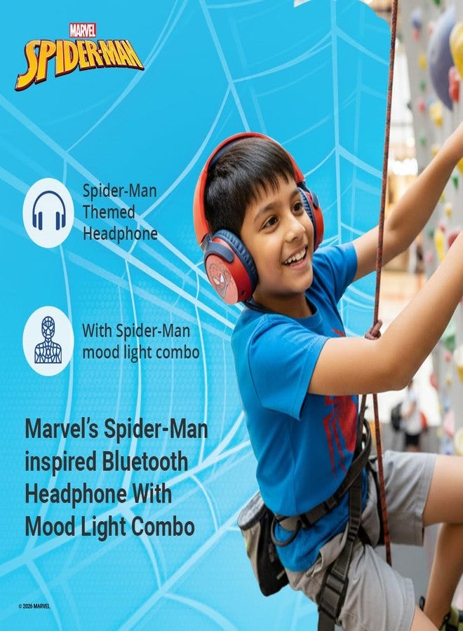 Volkano Marvel Spider-Man Kids Bluetooth Headphones with Character Mood Light Gift Set |Twist & Fold Swivel Cups | Kids Safe 85dB Volume Limit |Soft Padded Earcups | Aux Input | 22H Playtime | for Boys - Image 4