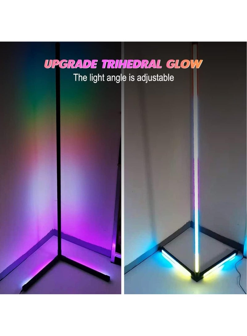 مصباح أرضي LED ذكي للزاوية، 158 سم/62.2 بوصة RGB مصباح أرضي للزاوية مصباح قائم لغرفة المعيشة مع جهاز تحكم عن بعد والتحكم في التطبيق، مصباح أرضي حديث LED - Image 2