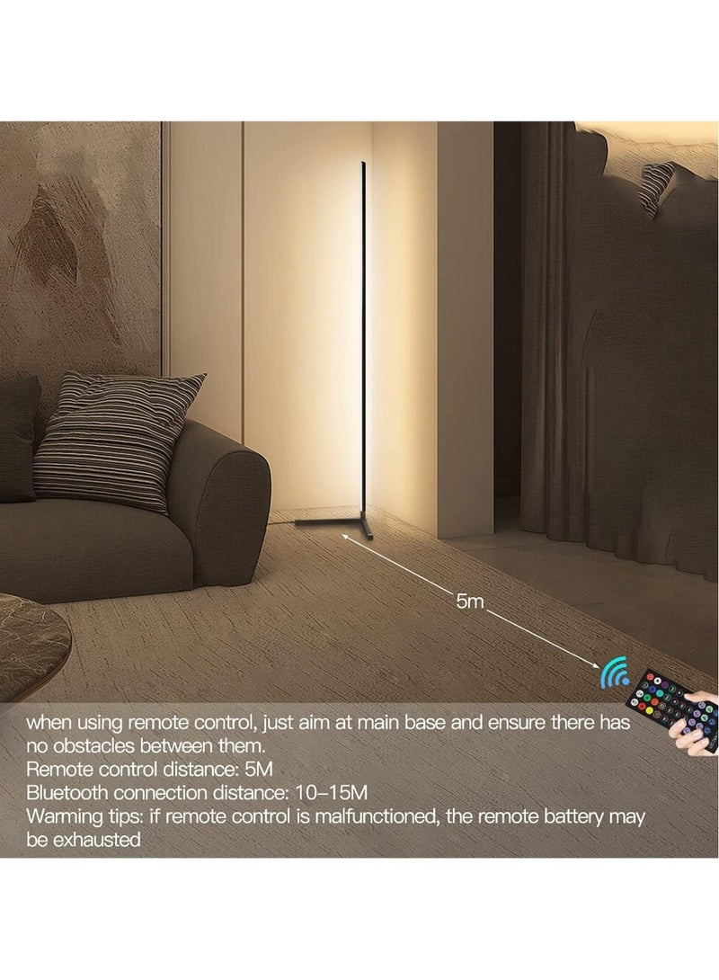 مصباح أرضي LED ذكي للزاوية، 158 سم/62.2 بوصة RGB مصباح أرضي للزاوية مصباح قائم لغرفة المعيشة مع جهاز تحكم عن بعد والتحكم في التطبيق، مصباح أرضي حديث LED - Image 4