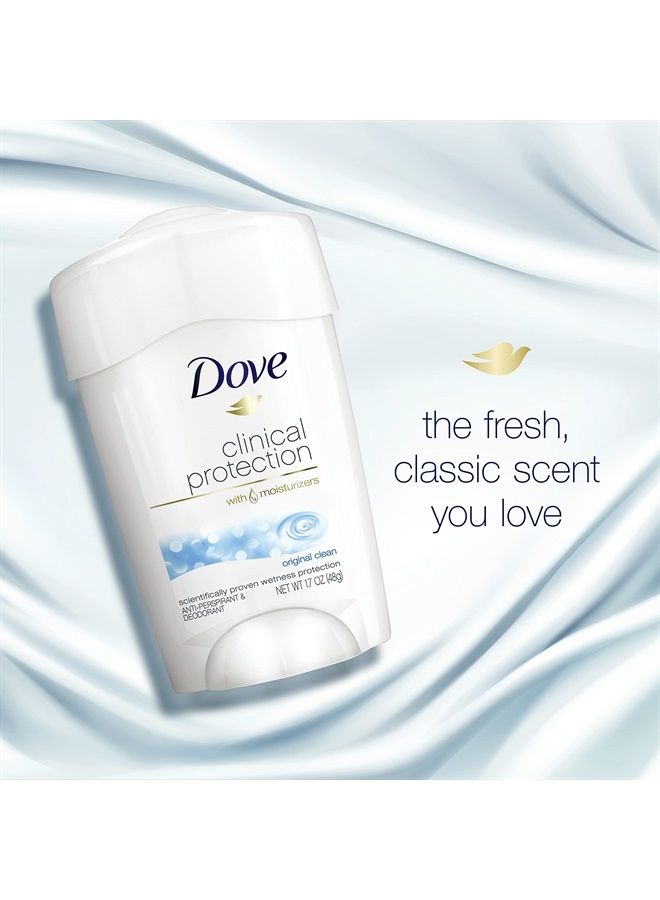 Dove مزيل العرق السريري للحماية من العرق والرائحة - مزيل عرق نظيف أصلي للنساء مصنوع من 1/4 مرطبات 1.7 أونصة - Image 5