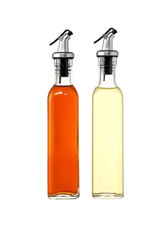 2-Piece Oil And Vinegar Cruet Glass Bottle Clear 250ml - Image 2