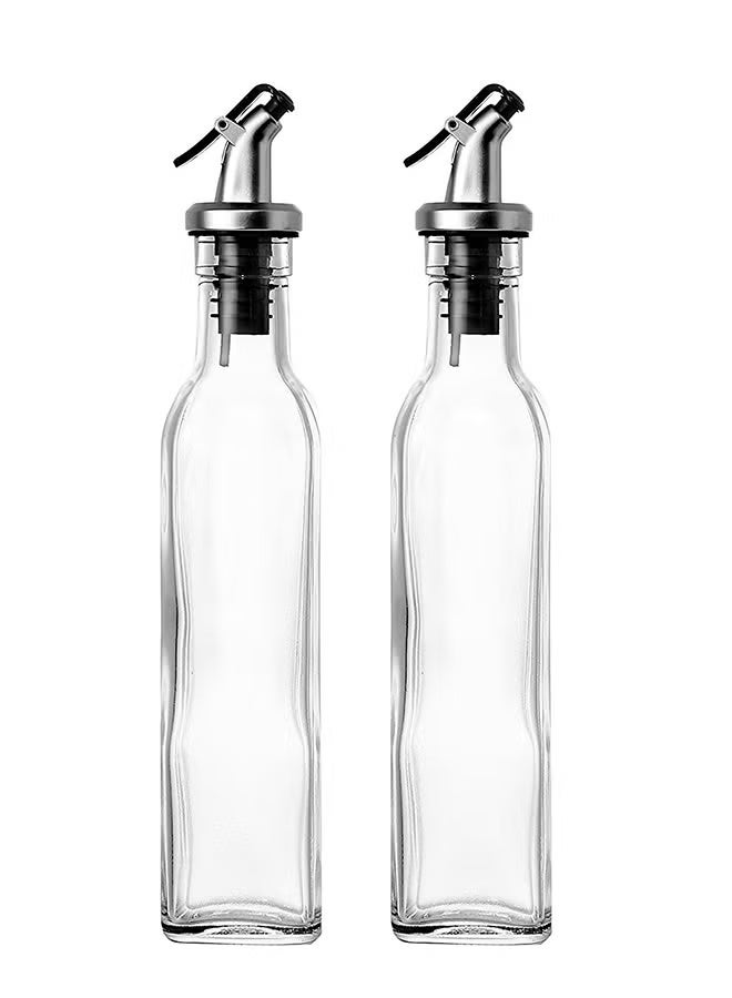2-Piece Oil And Vinegar Cruet Glass Bottle Clear 250ml - Image 1