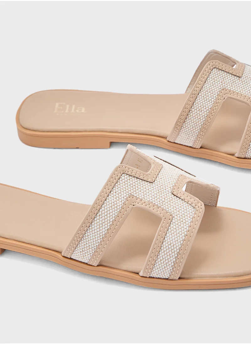 ELLA Contrast Color H Shape Flat Sandal