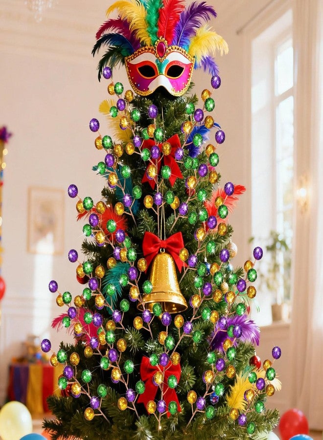Maysing 24 Pcs Glitter Mardi Gras Christmas Artificial Berry Stems 26 Inch Carnival Purple Gold Green Picks Berry Branches Ornaments Mardi Gras Decoration for DIY Tree Wreath Crafts Gifts Carnival Home Decor - Image 5