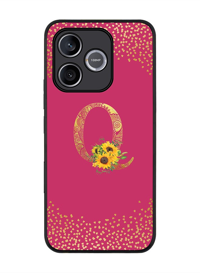 Stylizedd For Honor 600 Lite / 500 Smart / Honor X80i Case,Slim fit Camera Protection, Shockproof Thin Phone cover  - Custom Floral Monogram - Q ( Deep Pink ) - Image 1