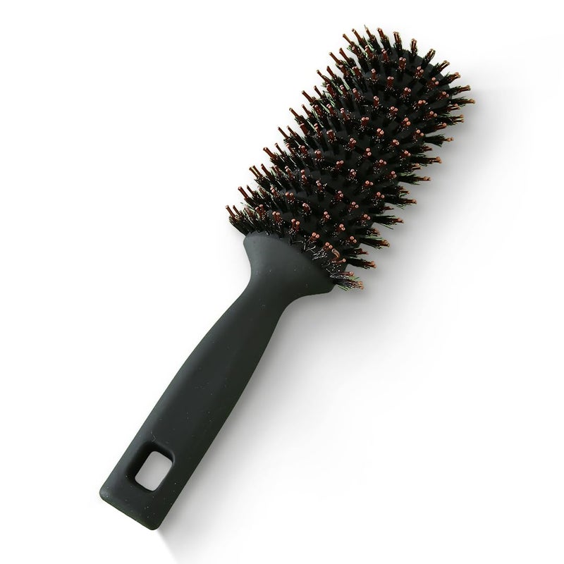 PROLIXR Round Vented Hair Brush for men and women Quick Drying Pain Free Detangling Curly hair care products Hair comb Flexible Nylon Bristles Hair Care Created by Savio John Pereira Black - Image 1