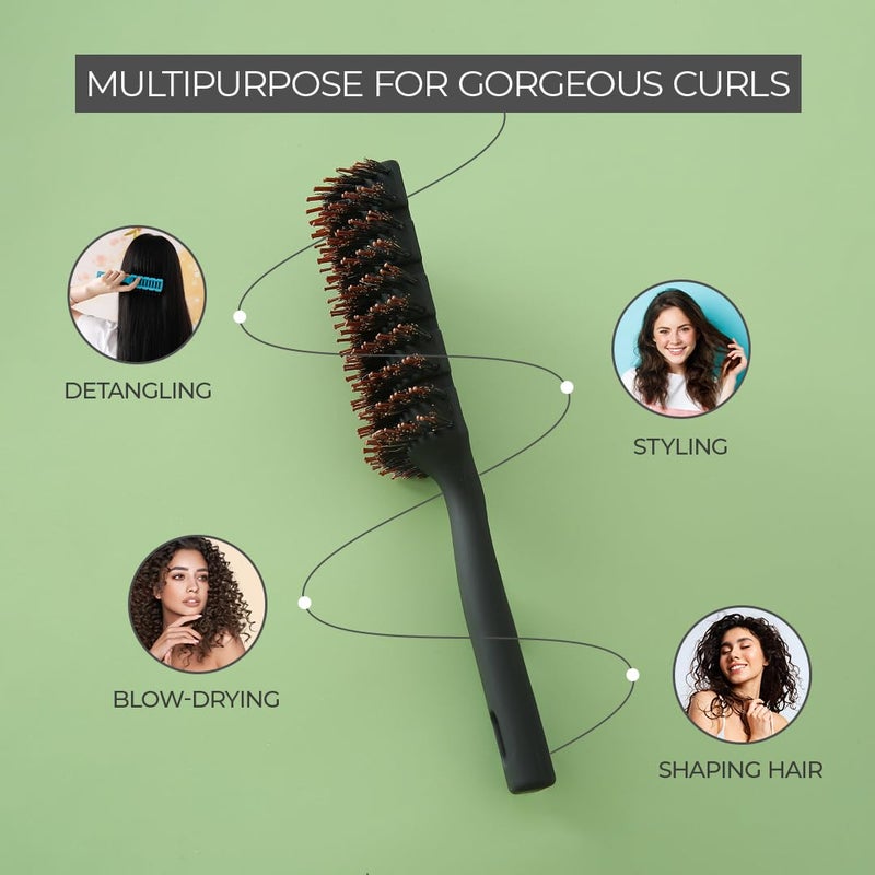 PROLIXR Round Vented Hair Brush for men and women Quick Drying Pain Free Detangling Curly hair care products Hair comb Flexible Nylon Bristles Hair Care Created by Savio John Pereira Black - Image 3