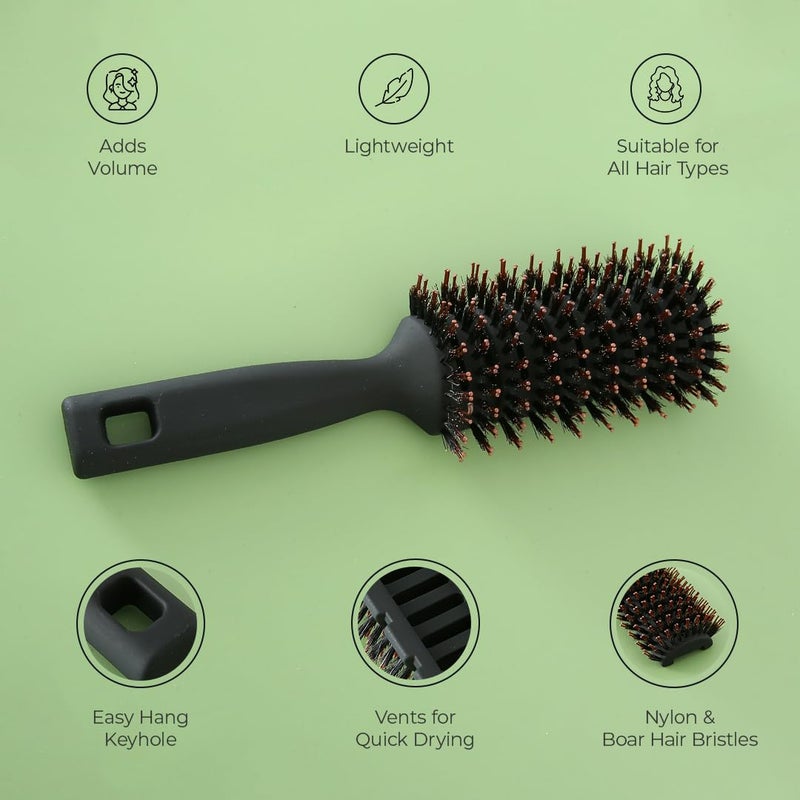 PROLIXR Round Vented Hair Brush for men and women Quick Drying Pain Free Detangling Curly hair care products Hair comb Flexible Nylon Bristles Hair Care Created by Savio John Pereira Black - Image 2