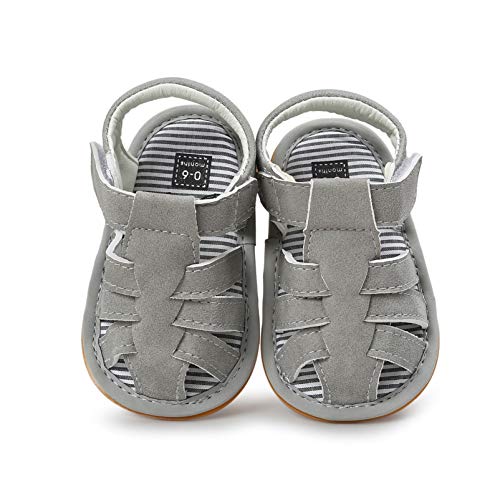 CoKate Baby Boys Girls Sandals Rubber Sole Outdoor First Walker Toddler Girls Boys Summer Shoes(5.5Toddler, D-Grey) - Image 1