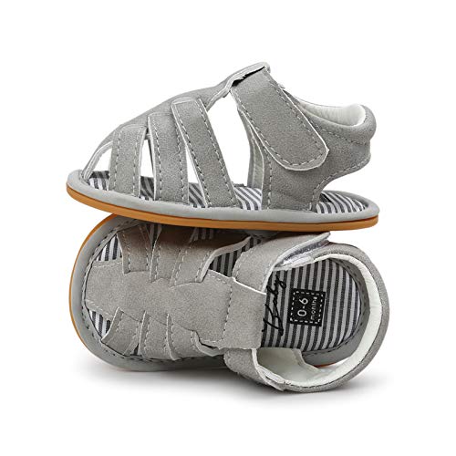 CoKate Baby Boys Girls Sandals Rubber Sole Outdoor First Walker Toddler Girls Boys Summer Shoes(5.5Toddler, D-Grey) - Image 2