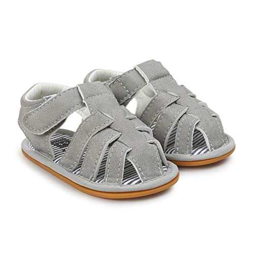 CoKate Baby Boys Girls Sandals Rubber Sole Outdoor First Walker Toddler Girls Boys Summer Shoes(5.5Toddler, D-Grey) - Image 5