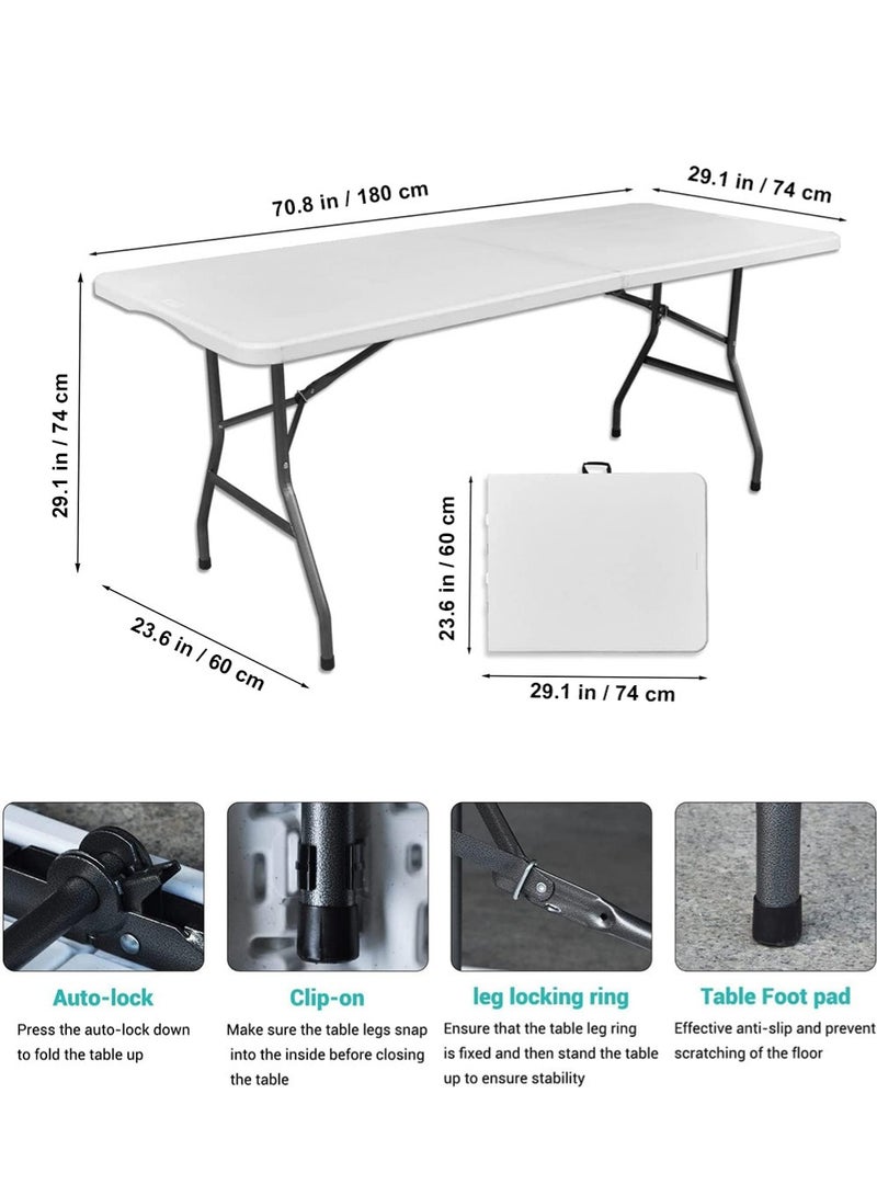 إيه جي دي ترابيزة بلاستيك مستطيلة قابلة للطي لجميع المناسبات الداخلية والخارجية 74x74x180 سم/ أبيض - Image 2