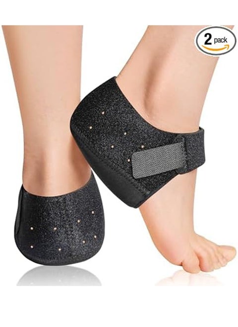 Plantar Fasciitis Heel Protector, Heel Cup (Thickened And Breathable), Adjustable Heel Pad Support To Relieve Heel Pad, Achilles Tendonitis, Heel Spurs, Heel Pads For Men And Women (Black, Size L)