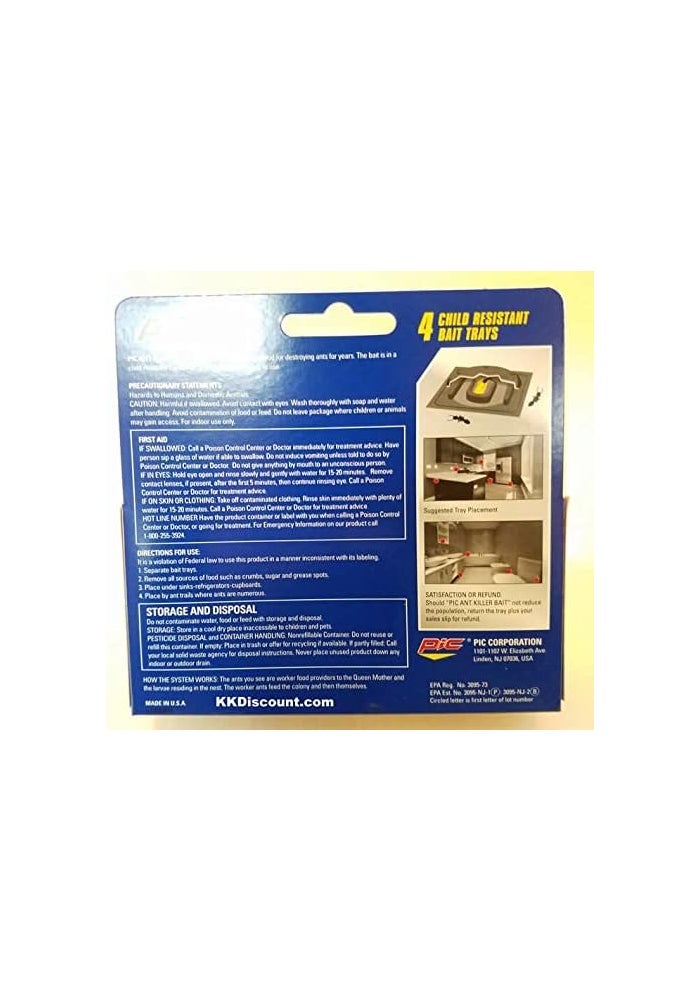 PIC Ant Killer Bait - 4 Child Resistant Bait Trays for Effective Ant Control - Image 2