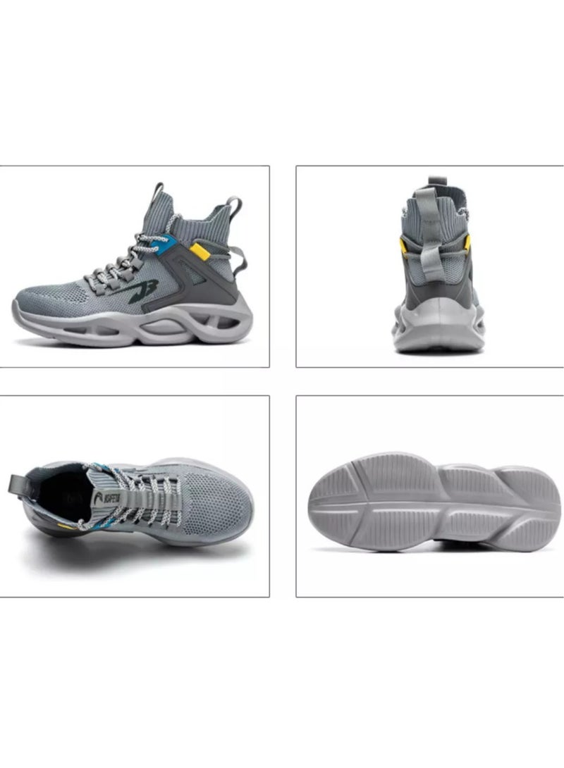 Men's Woven Breathable Steel Toe Puncture Proof Cushioned Safety Shoes Comfy Non Slip Rubber Sole Durable Work Shoes Men's Footwear (42 EUR) - Image 4