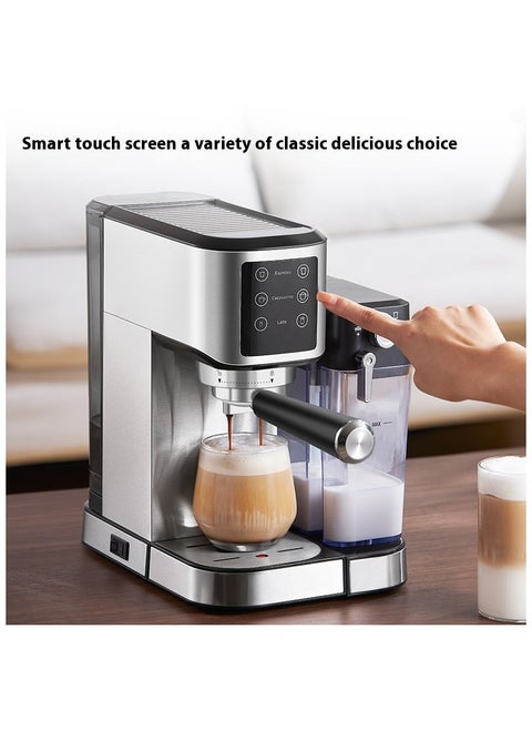 Espresso machine with milk frother, one-touch automatic coffee machine for espresso, cappuccino and latte, touch screen, cup warming