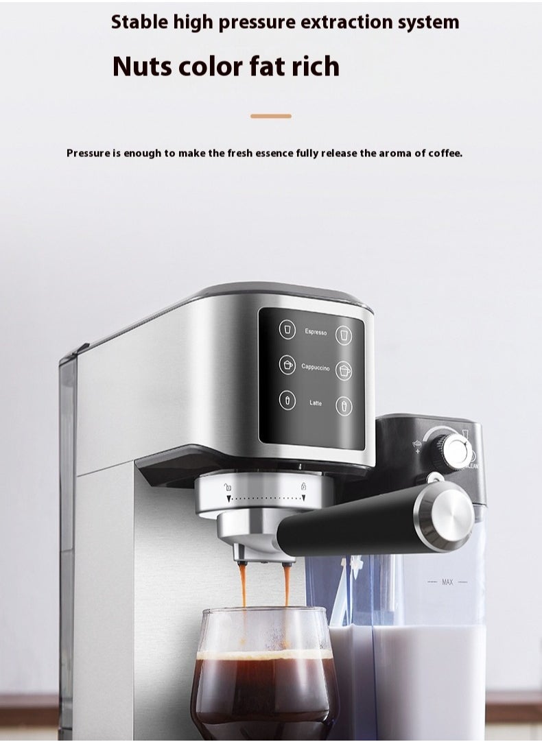 Espresso machine with milk frother, one-touch automatic coffee machine for espresso, cappuccino and latte, touch screen, cup warming